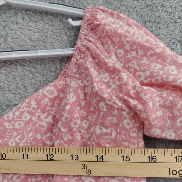 Abercrombie & Fitch Pink Floral Corset Puff Sleeve Top Cottagecore | Size Large - Picture 7 of 11